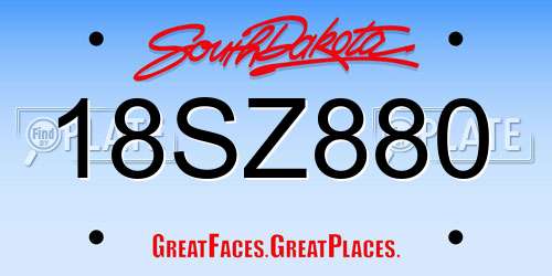 18SZ880 South Dakota License Plate