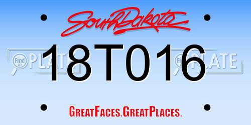 18T016 South Dakota License Plate