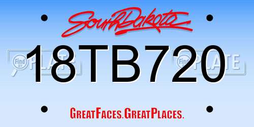 18TB720 South Dakota License Plate