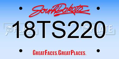 18TS220 South Dakota License Plate