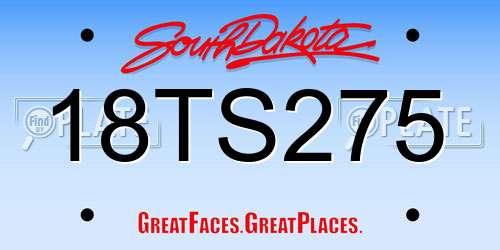 18TS275 South Dakota License Plate