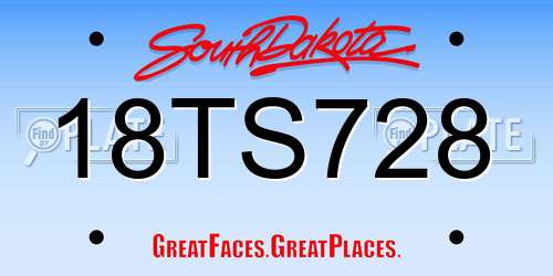 18TS728 South Dakota License Plate