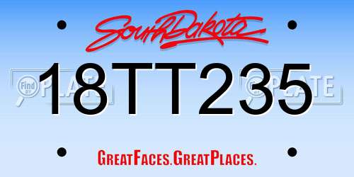 18TT235 South Dakota License Plate