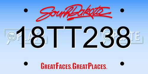 18TT238 South Dakota License Plate