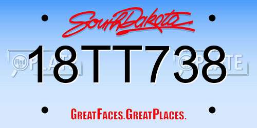 18TT738 South Dakota License Plate