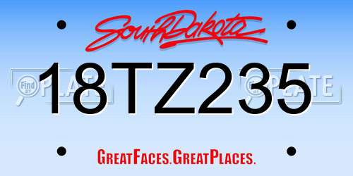 18TZ235 South Dakota License Plate