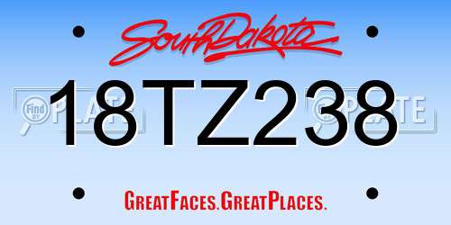 18TZ238 South Dakota License Plate