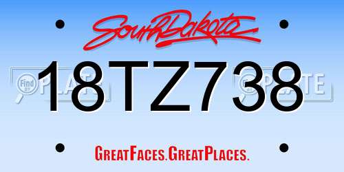 18TZ738 South Dakota License Plate