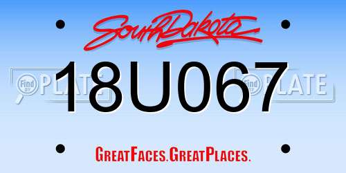 18U067 South Dakota License Plate