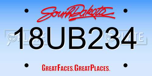 18UB234 South Dakota License Plate