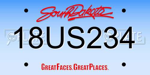 18US234 South Dakota License Plate