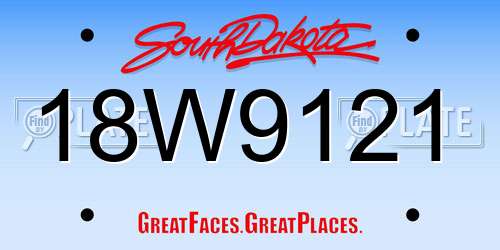 18W9121 South Dakota License Plate
