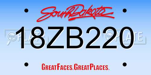 18ZB220 South Dakota License Plate