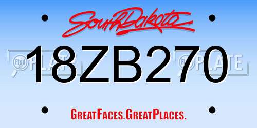 18ZB270 South Dakota License Plate