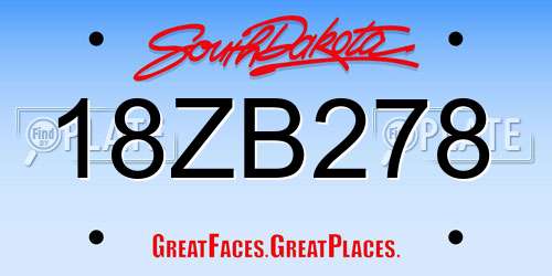 18ZB278 South Dakota License Plate