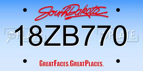 18ZB770 South Dakota License Plate