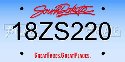 18ZS220 South Dakota License Plate