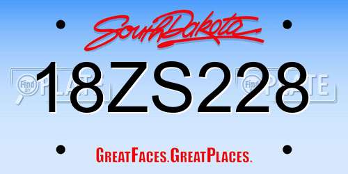 18ZS228 South Dakota License Plate