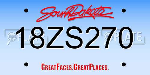 18ZS270 South Dakota License Plate