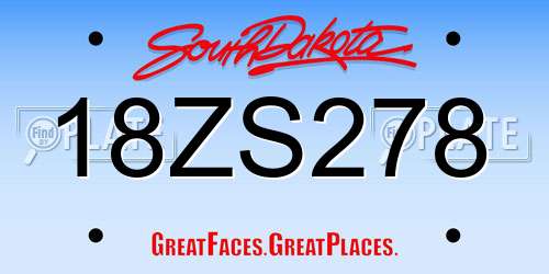 18ZS278 South Dakota License Plate