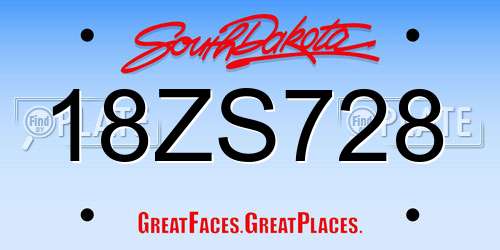 18ZS728 South Dakota License Plate