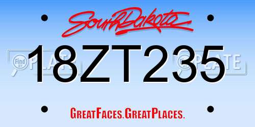 18ZT235 South Dakota License Plate