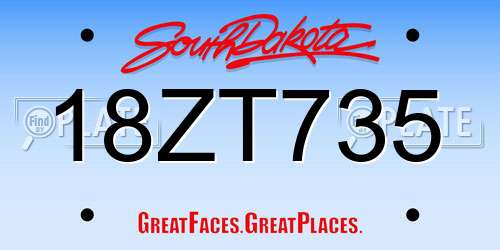 18ZT735 South Dakota License Plate