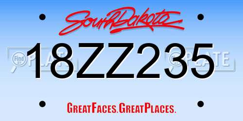 18ZZ235 South Dakota License Plate