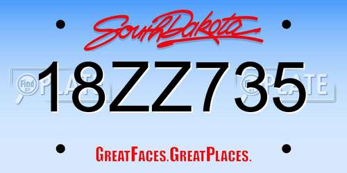18ZZ735 South Dakota License Plate