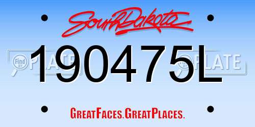 190475L South Dakota License Plate