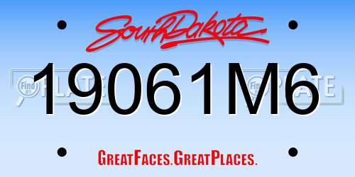 19061M6 South Dakota License Plate
