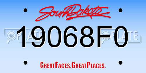 19068F0 South Dakota License Plate