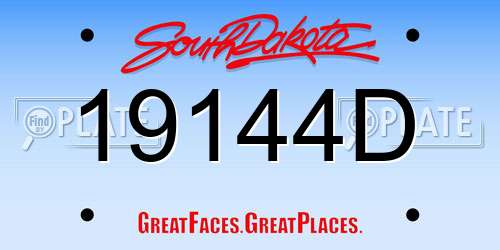 19144D South Dakota License Plate