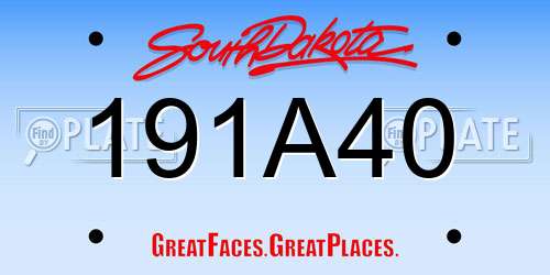 191A40 South Dakota License Plate