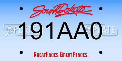 191AA0 South Dakota License Plate