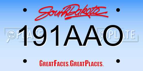 191AAO South Dakota License Plate