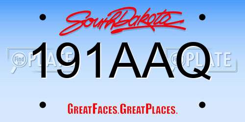 191AAQ South Dakota License Plate