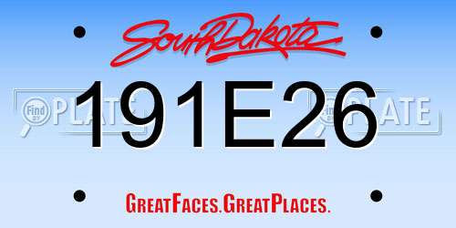 191E26 South Dakota License Plate