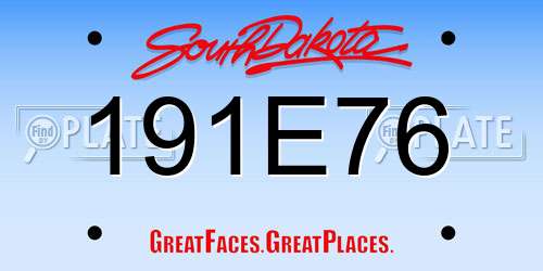 191E76 South Dakota License Plate