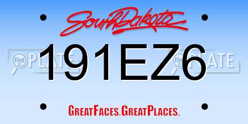 191EZ6 South Dakota License Plate