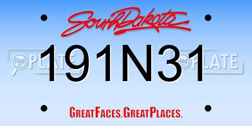 191N31 South Dakota License Plate