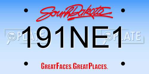 191NE1 South Dakota License Plate