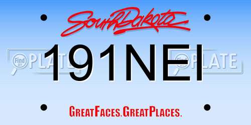 191NEI South Dakota License Plate