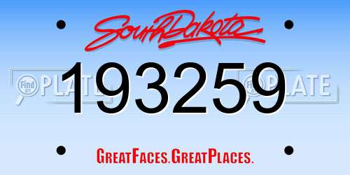 193259 South Dakota License Plate
