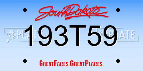 193T59 South Dakota License Plate