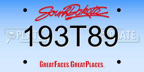 193T89 South Dakota License Plate