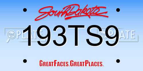 193TS9 South Dakota License Plate