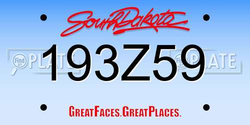 193Z59 South Dakota License Plate