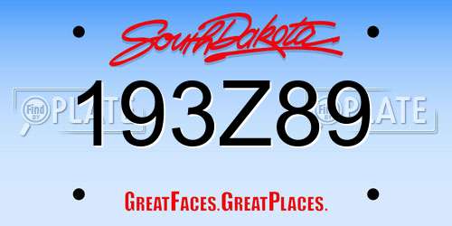 193Z89 South Dakota License Plate