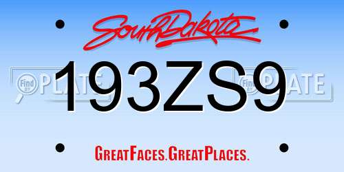 193ZS9 South Dakota License Plate